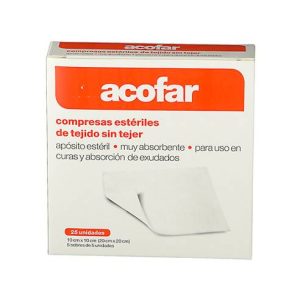 APOSITO ESTERIL TEJIDO SIN TEJER ACOFAR 25 COMPRESAS 10 cm x 10 cm