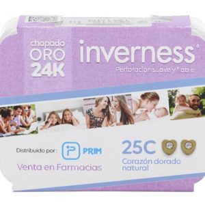 INVERNESS PENDIENTE 24K 25C CORAZON DORADO NATURAL 2 UNIDADES